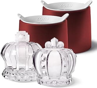 Set of 2 Silicone Ice Molds, Crown - King & Queen Crowns, Large Ice Cube Molds for Craft Cocktails, Keep Drinks Colder Longer with Less Dilution, Easy-Release, BPA-Free