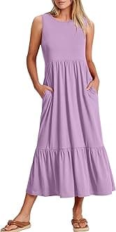 ANRABESS Women Summer Casual Sleeveless Crewneck Sundress Aline Flowy Tiered Maxi Long Beach Dress Vacation Outfits