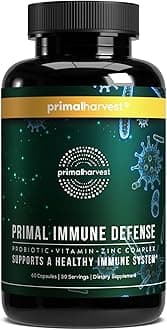 Primal Harvest Immune Defense 10-in-1 Supplement with Probiotics, Zinc, and Vitamins C, D3, K2, B6 Daily Immune Support for Adults