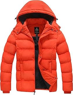 Men's Hooded Winter Coat Warm Puffer Jacket Thicken Cotton Coat with Removable Hood