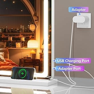 Hasipu Vanity Mirror with Lights, 100 x 75cm LED Makeup Mirror, Lighted Make up Mirrors with Dimmable 3 Modes, Touch Screen Control Vanity Mirrors Round White