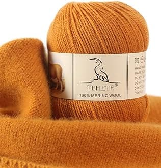 TEHETE 100% Merino Wool Yarn for Knitting and Crochet 3ply 50g 250m Soft and Luxurious - Ginger