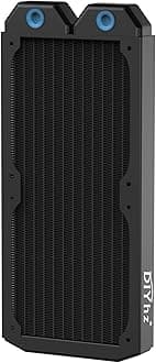 Water Cooling Computer Radiator, 12 Pipe Thick Copper Heat Exchanger Liquid Cooling Radiator G1/4 Thread Heat Row Sink 240mm for CPU PC Laser Water Cool System DC12V Black