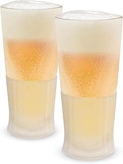 HostFreeze Beer Freezer Gel Chiller Double Wall Frozen Pint Set of 2, 16 oz, White Glass 2-Pack