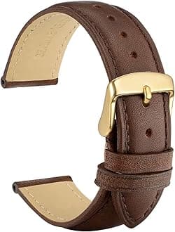 WOCCI Vintage Leather Watch Strap with Gold Buckle, Replacement Band for Men and Women, 14mm 15mm 16mm 17mm 18mm 19mm 20mm 21mm 22mm 23mm 24mm