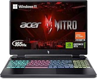 Nitro 16 Gaming Laptop | AMD Ryzen 5 7640HS Hexa-Core CPU | NVIDIA GeForce RTX 4050 Laptop GPU | 16" WUXGA 165Hz IPS Display | 8GB DDR5 | 512GB Gen 4 SSD | WiFi 6E | RGB Backlit KB | AN16-41-R148