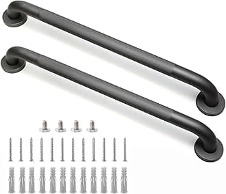 Shower Grab Bar, 2 Pack 24 Inch Gray Bathroom Grab Bar, 1.25" Diameter 304 Stainless Steel Anti-Slip Grab Bars for Bathtubs and Showers, Handicap Shower Grab Bar for Seniors Elderly