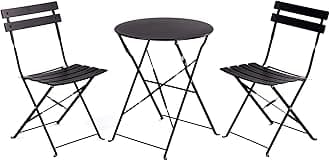 Premium Frame Patio Bistro Set, Folding Outdoor Patio Furniture Sets, 3-Piece Patio Set of Folding Patio Table and Chairs, Black