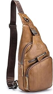 Leather Men Sling Bag Casual Crossbody Chest Bags Travel Daypack
