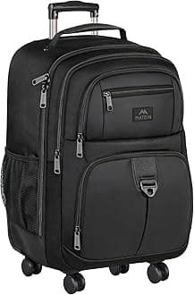 MATEIN 18 inch Roller Backpack, Extra Large Rolling Computer Bag with 4 Spinner Wheels, Sturdy Wheeled Carry On Backpack for Travel Work, Rolling Laptop Rucksack for Men Women
