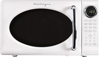Nostalgia NRMOPM7WH6A Retro Countertop 0.7 Cu. Ft Microwave Oven, White