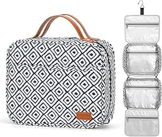 BosiduHanging Travel Toiletry Bag, Large Capacity Cosmetic Travel Toiletry Organizer for Women with 4 Compartments and 1 Sturdy Hook, Perfect for Travel/Daily Use/Christmas