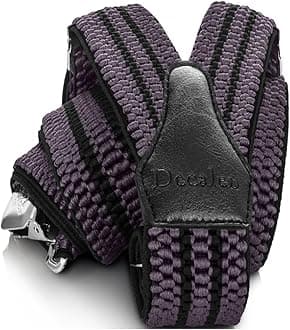 Decalen Mens Braces with Very Strong Clips Heavy Duty Suspenders One Size Fits All Wide Adjustable and Elastic Y Style