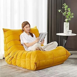 Bean Bag Chairs, Lazy Sofa Chair Reclining, Corner Chair Sofa for Living Room Bedroom Salon Office, Soft Tufted Foam Chair with Ergonomic Backrest 85CM B