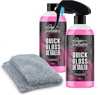Quick Detailer Spray, Clay Lube and Wax For Car, Quick High Gloss Shine Finish, Great For Showroom Care and Cleaning - Pure Definition (2 x 500ml + Cloth)