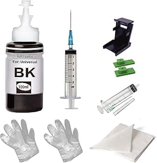 CANOFF Refill Ink for H.p. DeskJet 2723 All in One Wireless Inkjet Printer for H.p. 805 Ink Cartridge 100 ML Each Bottle Multi Color with Syringes (1 Black Refill Ink -1sy,1tool kit,4Glvs,2Tsu)