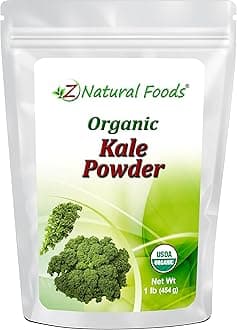 Z Natural Organic Kale Powder, Vegan Superfood Supplement for Drinks, Juice, Shakes, Smoothies Recipes, All Natural, Raw, Vegan, Non GMO, Gluten Free, Kosher, 1 lb