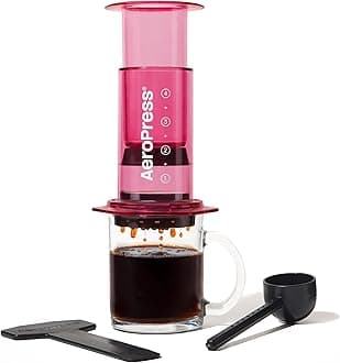 Clear Coffee Press – 3 In 1 Brew Method Combines French Press, Pourover, Espresso, Full Bodied Coffee Without Grit or Bitterness, Small Portable Coffee Maker for Camping & Travel, Pink