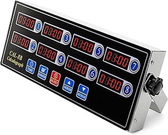 Commercial 8 Channels Digital Kitchen Timer, Stainless Steel Calculagraph Timer with Loud Alarm for Restaurant, Clock Reminder on Multiple Events