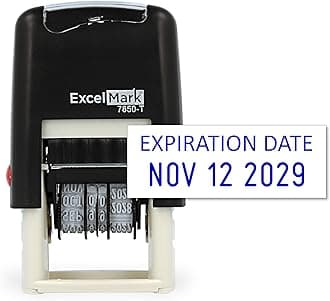 Expiration Date - ExcelMark Self-Inking Rubber Date Stamp - Compact Size - Blue Ink