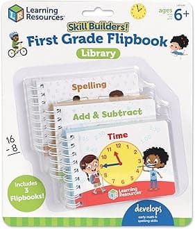 Learning Resources Skill Builders! First Grade Flipbook Library - 3 Pieces, Ages 6+, First Grade Learning Activities, Math and Spelling Activities for Kids, Montessori Activities Toy – 13 Jan. 2023
