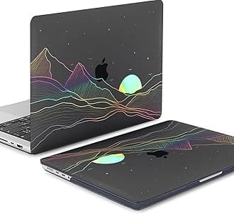 Clear Black Case for MacBook Pro 13 inch 2022-2016 M2 M1 A2338 A2289 A2251 A2159 A1989 A1706, MacBook Pro 13 inch Clear Case with Design, Plastic Hard Shell Case & Keyboard Cover, Sunrise