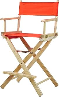 Casual Home 24" Director's Chair Natural Frame with Orange Canvas, Counter Height