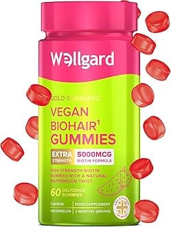 Biohair Gummies, Biotin Hair Growth, Vegan Biotin Gummies Wellgard – Hair Vitamins, 2 Months Supply