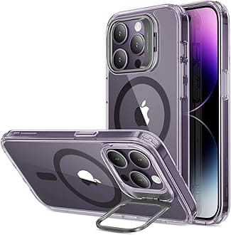 ESR for iPhone 14 Pro Case, Magnetic Case with stand Compatible with MagSafe, Military-Grade Protection, Built-In Camera Ring Stand, Classic Kickstand Clear Case with HaloLock, Clear Purple