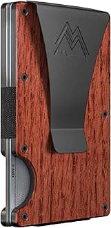 Minimalist Wallet for Men & Women - Slim RFID Wallet, Scratch Resistant, Credit Card Holder & Money Clip, Easily Removable Money & Cards, (Red Wood Carbon)