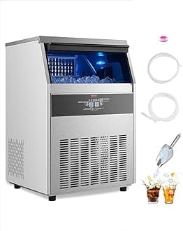 VEVOR Commercial Ice Maker Machine, 160lbs/24H Ice Maker Machine with 66lbs Storage Capacity, 80 Ice Cubes in 15 Minutes, LED Digital Display Freestanding Self-Cleaning for Bar Office Restaurant