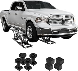 Portable Car Lift - 7,000 LBS Capacity, 26.8" Max. Height, Heavy-Duty Carbon Steel Truck Lift with 120V Power Unit