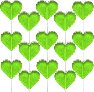 Lollipops Mini Heart Shaped Flavored Delicious Lollipop, Individually Wrapped, 5g Lollipop (1200 Lollipops, Green Apple)
