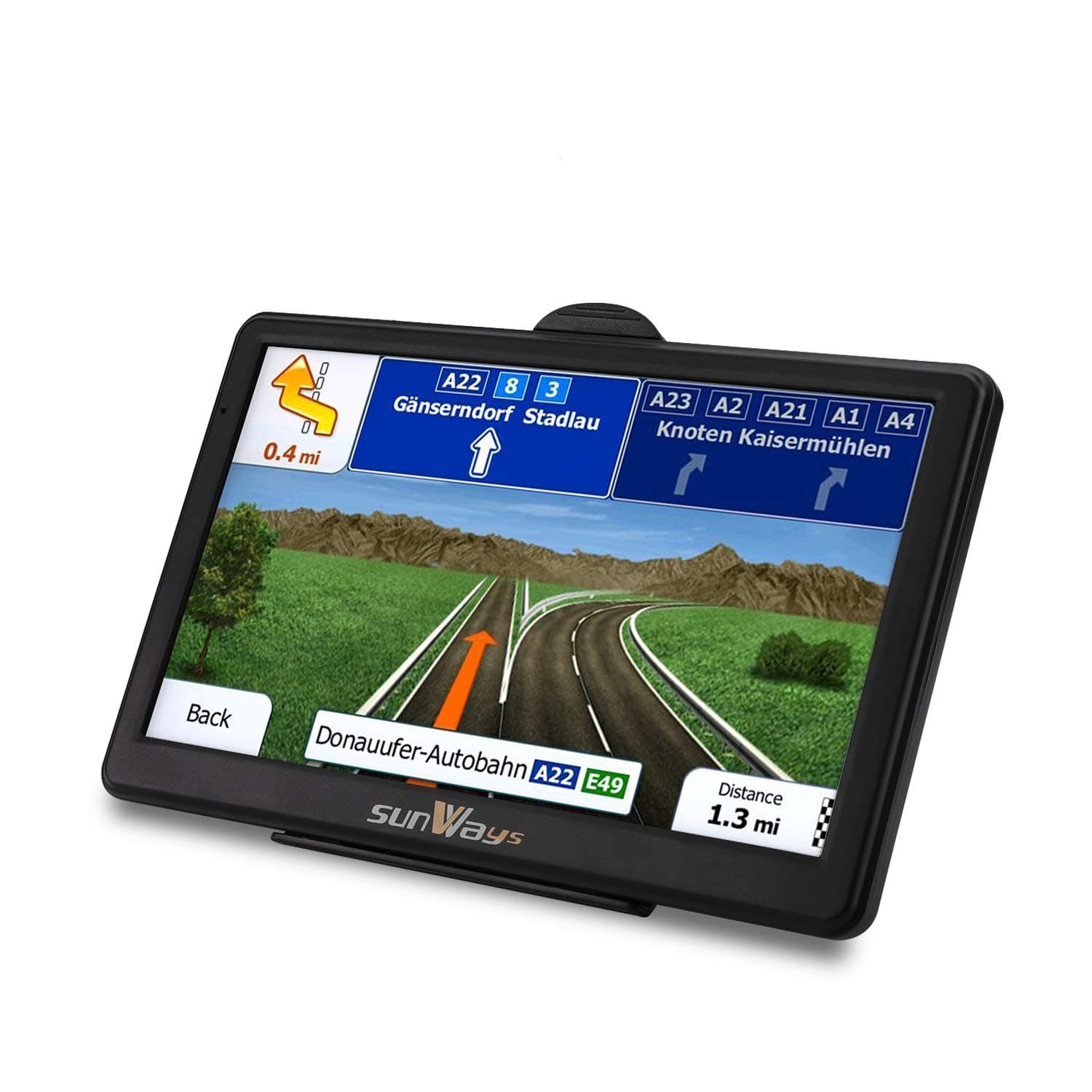 Sunways 7 inch navigation for car, car, sat nav, truck, navigation device with speed camera warning, voice guidance, lane assistant, install Germany etc. 49 Europe maps and lifetime free map update