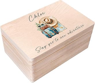 Creative Deco Personalised Travel Storage Box Journey | Custom Keepsake Boxes | Customised Wooden with Hinged Lid