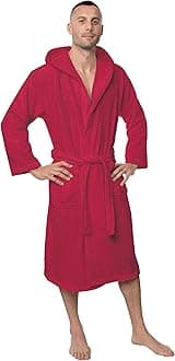 Twinzen Men's Bathrobe, Dressing Gown 100% Cotton (350 g/m²) Oeko-Tex® Certified, Bathrobe with Hood, 2 Pockets, Belt
