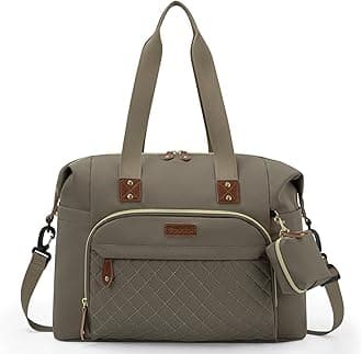 Tuwubi Diaper Bag Tote,Baby Diaper Bag with Pacifier Case Large Travel Diaper Tote Caddy for Mom and Dad Multifunction Large Baby Bag - Khaki