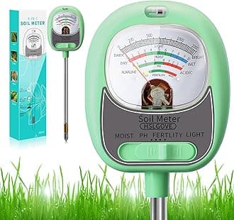 HSLGOVE 4-in-1 Soil Test Kit – Soil Moisture Meter, pH, Fertility & Sun-Light, No Battery Required, Large Dial Soil Tester for Indoor & Outdoor Gardening, Lawn, Farm – BabyGreen