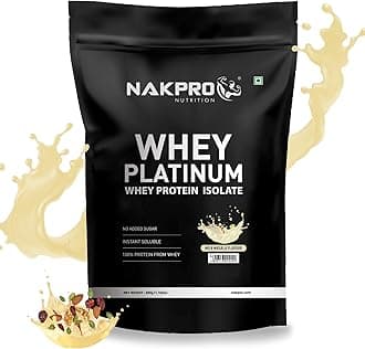 NAKPRO Platinum Whey Protein Isolate 500g Milk Masala | 28g Protein, 6.4g BCAA | Trustified Certified 100% Authentic Supplement Powder & No Adulteration | Low Carbs, Fast Absorbing Whey Protein Powder