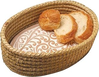 Bread Warmer Basket with Stone - Bread Baskets for Serving Tortilla, Sourdough, House Warming Gifts New Home, Terracotta, Bakers Gift for Kitchen, Bread Maker Women, Men, Birthday, Hostess Farmhouse