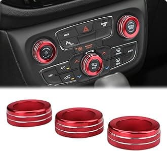 Auovo Volume/Tune Control A/C Control Knob Covers Compatible with Compass Accessories 2017 2018 2019 2020 Center Console Control Switch Knob Button Cover Trim Car Interior Trim Decorations(Red)