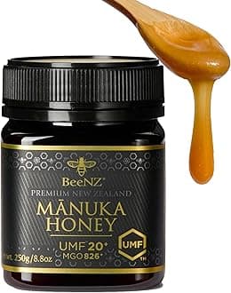 BeeNZ Raw Mānuka Honey, Certified UMF 20+ (MGO 829+), Pure New Zealand Monofloral Mānuka, Natural Sweetener, Superfood Honey for Wellness Support, No Sugar Added, Traceable from Hive to Jar, 8.8 oz/250g