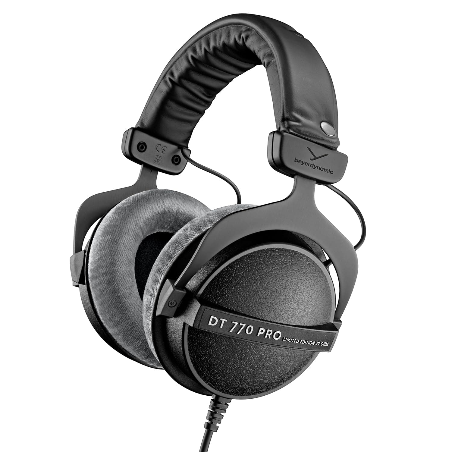 beyerdynamic DT 770 PRO, 32 Ohm, Closed Back, Over Ear, Wired Professional Studio Headphones, Mobile Recording, Podcast, Gaming, 1.6m Straight Cable, Black with Limited Edition Gray Velour Ear Pads