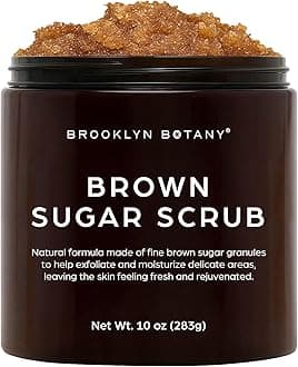 Brooklyn Botany Brown Sugar Body Scrub - Moisturizing and Exfoliating Body, Face, Hand, Foot Scrub - Fights Acne, Fine Lines & Wrinkles, Great Gifts For Women & Men - 10 oz