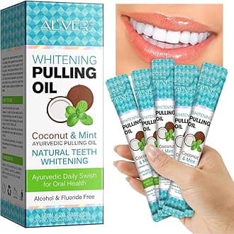 20Pcs Coconut Oil Pulling Whitening Mouthwash Sachets (20x12ml) | Mild Mint & Coconut Oil Pulling for Mouthwash Travel Sachets | Natural Oil Pulling for Teeth Whitening Fresh Breath