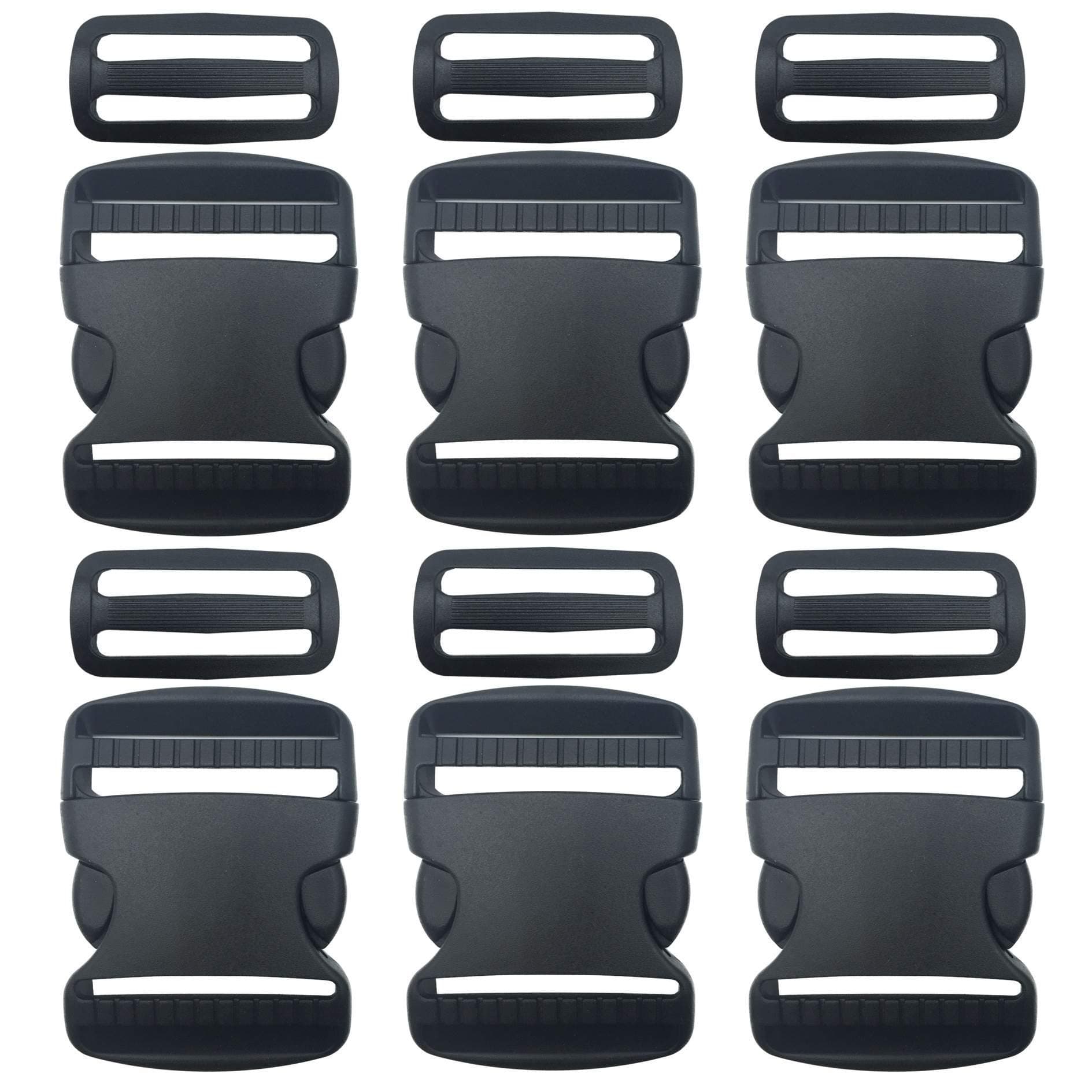 6 Set 2 Inch Release Plastic Buckles and Tri-Glide Slides