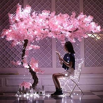 Artificial Cherry Blossom TreesHandmade Gorgeous Artificial Flower PinkCherry Blossom Tree Fake Vines Flowersfor Home Wedding Party Garden Office Christmas Decoration