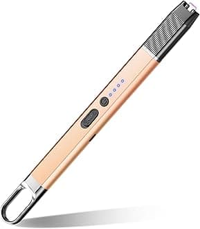 Lighter Electric Lighter Windproof Flameless Arc Type C Candle Lighters Plasma Rechargeable Lighters with Hanging Hook for Candle BBQ Camping(Champagne)