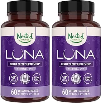 Nested Naturals Luna Sleep Aid - Non-Habit Forming Natural Sleeping Pills for Adults with Naturally Sourced Ingredients - Valerian Root, Melatonin, Chamomile, Lemon Balm, and More - 120 Vegan Capsules