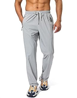 Pudolla Men's Workout Athletic Pants Elastic Waist Jogging Running Pants for Men with Zipper Pockets